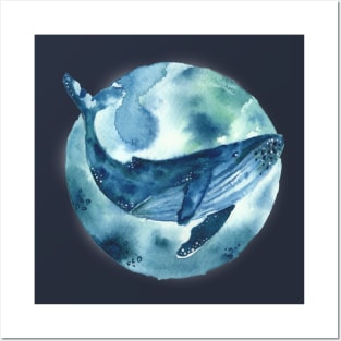 blue moon whale Posters and Art